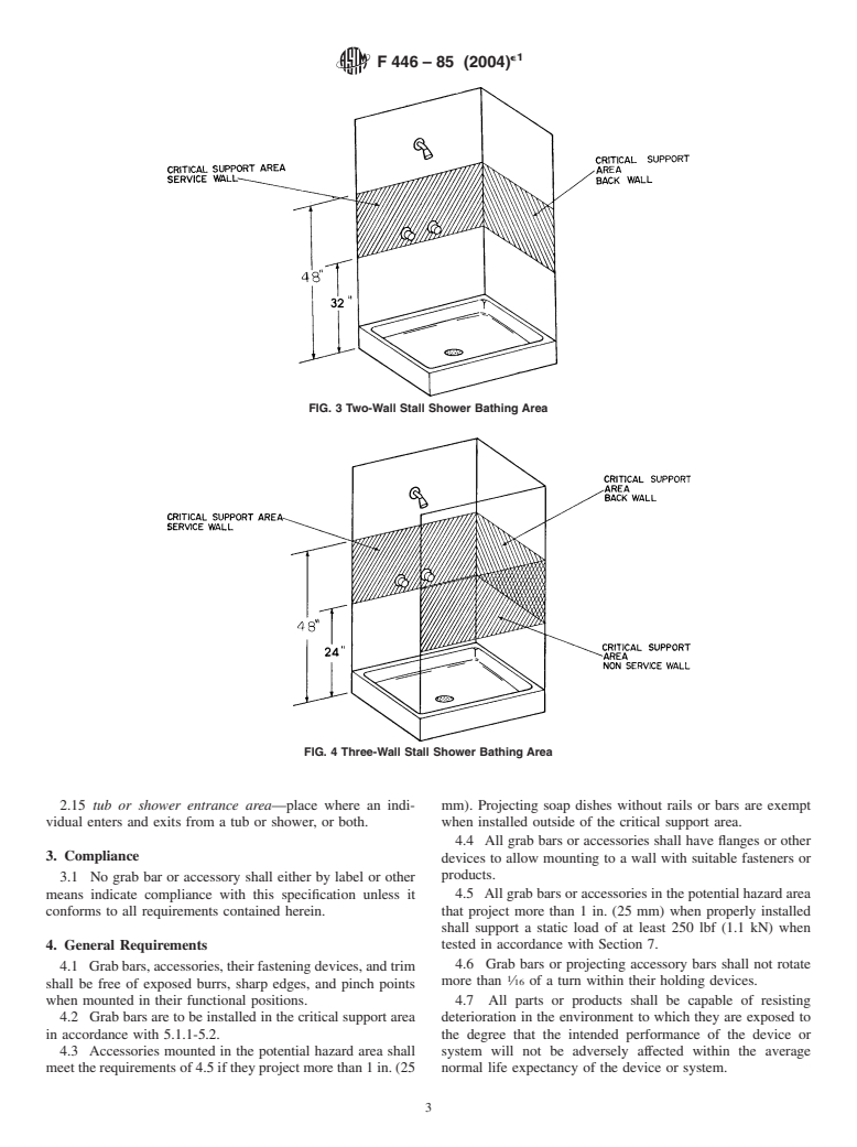 ASTM F446-85(2004)e1 - Standard Consumer Safety Specification for Grab Bars and Accessories Installed in the Bathing Area