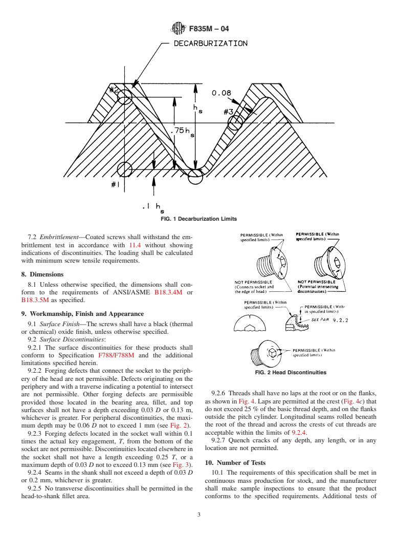 ASTM F835M-04 - Standard Specification for Alloy Steel Socket Button and Flat Countersunk Head Cap Screws [Metric]