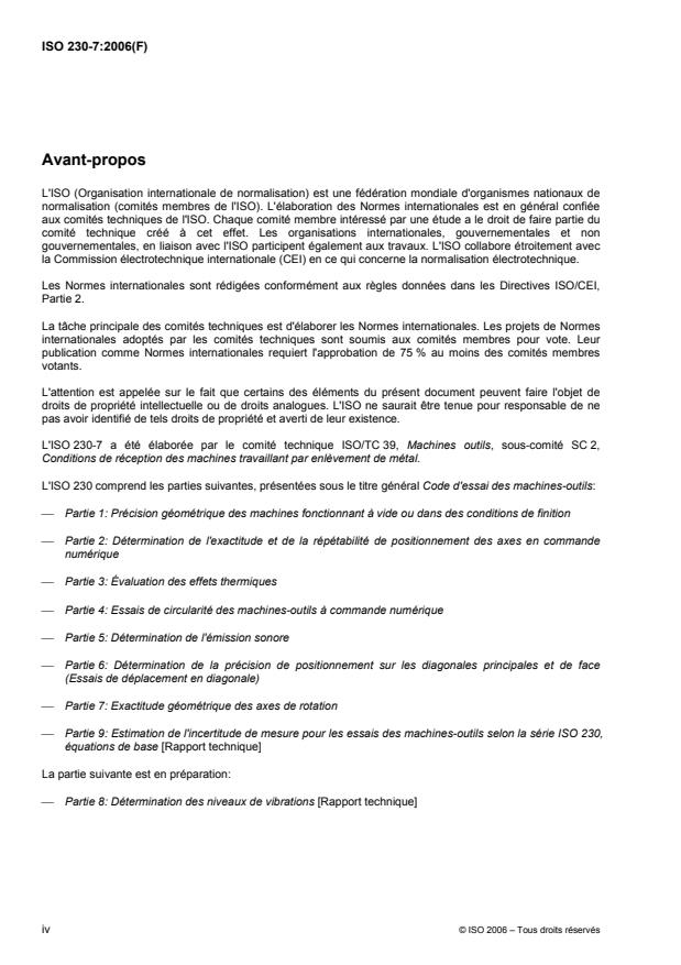 ISO 230-7:2006 ISO 230-7:2006 - Code d'essai des machines-outils - Page 4 preview
