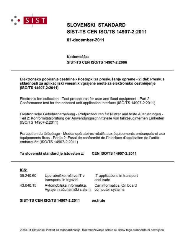 TS CEN ISO TS 14907-2:2011