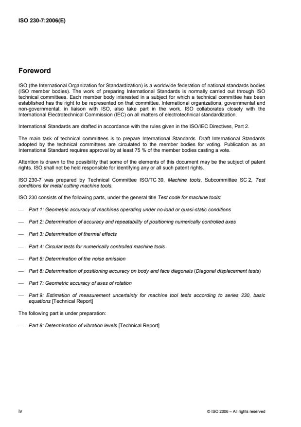 ISO 230-7:2006 ISO 230-7:2006 - Test code for machine tools - Page 4 preview