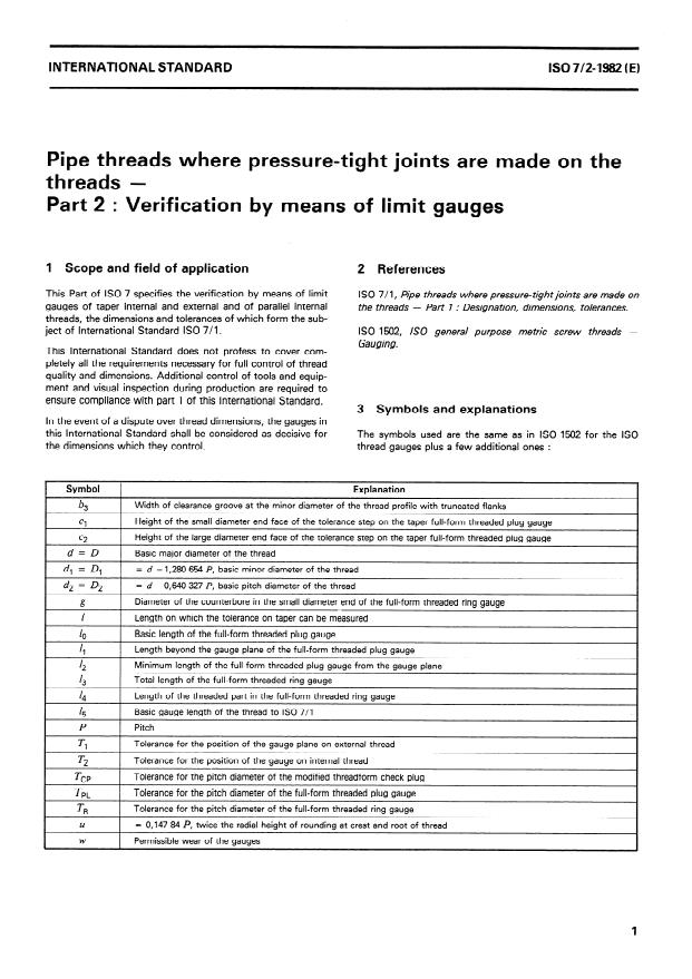 ISO 7-2:1982 - Pipe threads where pressure-tight joints are made on the threads