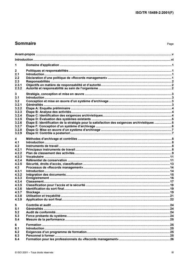 ISO/TR 15489-2:2001 - Information et documentation -- << Records Management >>