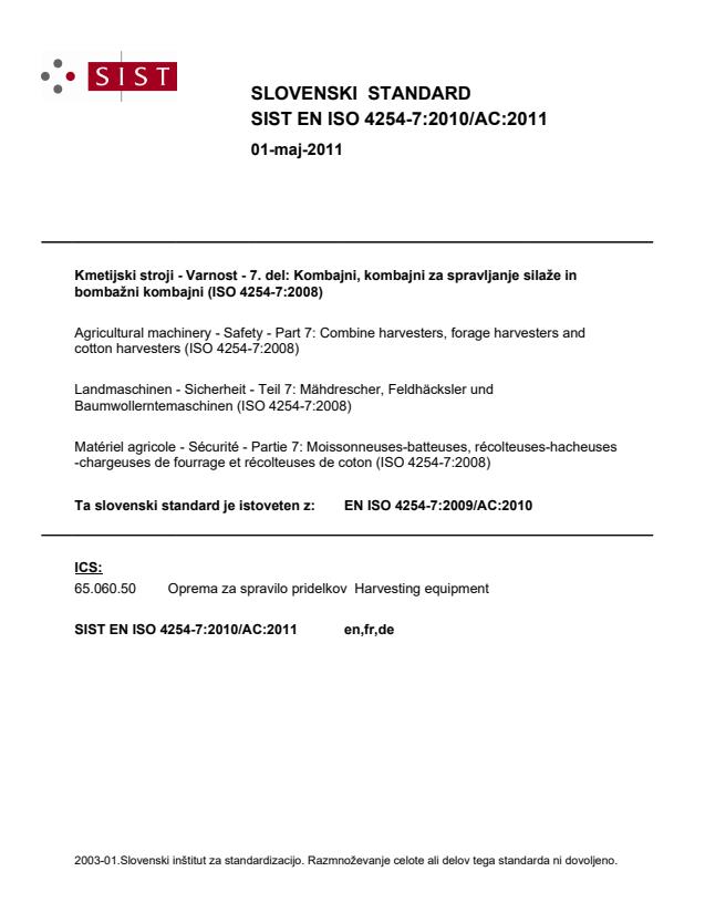 EN ISO 4254-7:2010/AC:2011