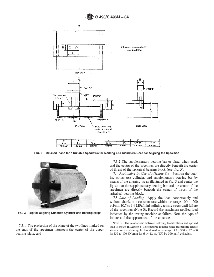 ASTM C496/C496M-04 - Standard Test Method for Splitting Tensile Strength of Cylindrical Concrete Specimens