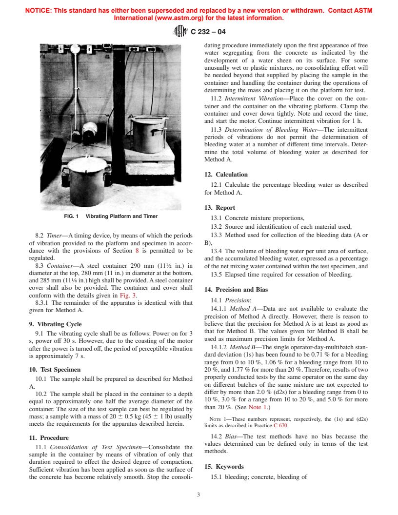 ASTM C232-04 - Standard Test Methods for Bleeding of Concrete