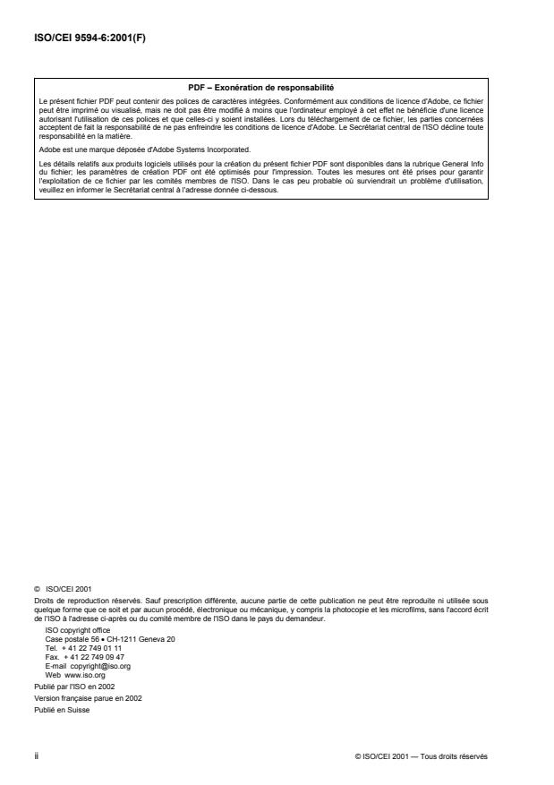 ISO/IEC 9594-6:2001 ISO/IEC 9594-6:2001 - Technologies de l'information -- Interconnexion de systemes ouverts (OSI) -- L'annuaire: Types d'attributs sélectionnés - Page 2 preview