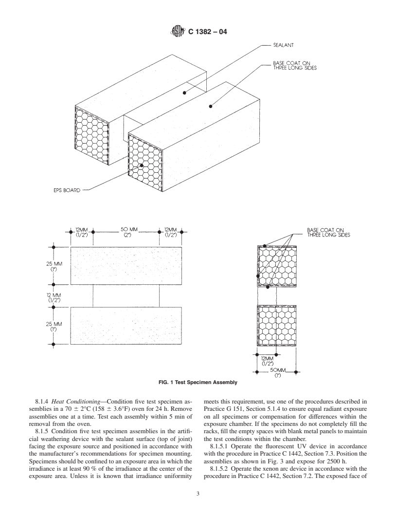 ASTM C1382-04 - Test Method for Determining Tensile Adhesion Properties of Sealants When Used in Exterior Insulation and Finish Systems (EIFS) Joints