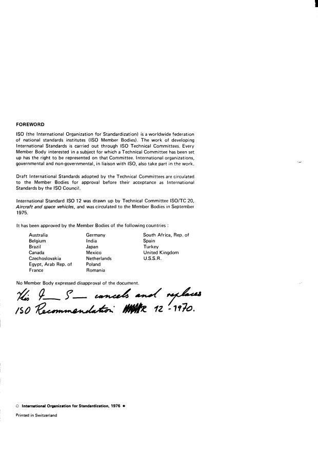 ISO 12:1976 ISO 12:1976 - Aerospace -- Pipelines -- Identification scheme - Page 2 preview