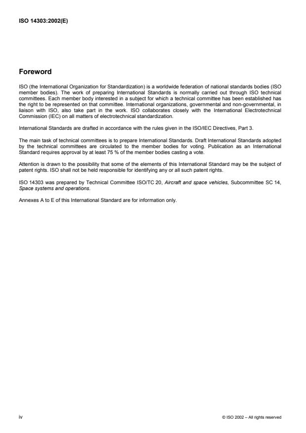ISO 14303:2002 ISO 14303:2002 - Space systems — Launch-vehicle-to-spacecraft interfaces
Released:10/17/2002 - Page 4 preview
