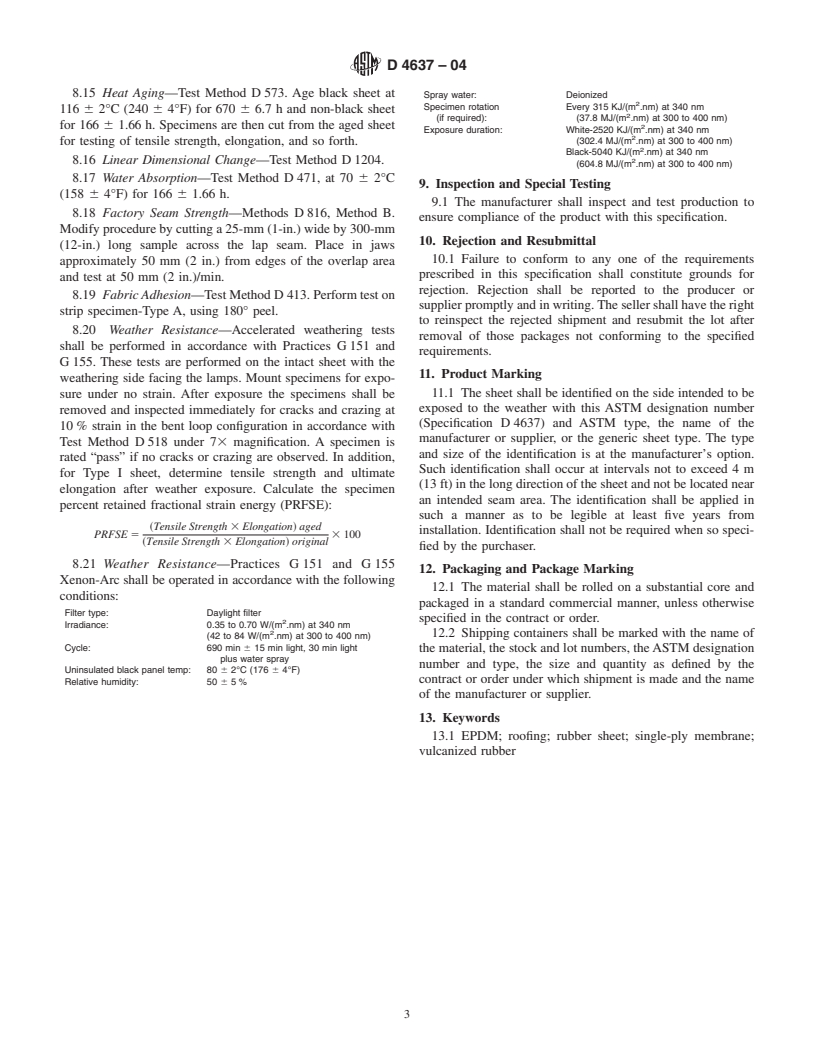 ASTM D4637-04 - Standard Specification for EPDM Sheet Used In Single-Ply Roof Membrane