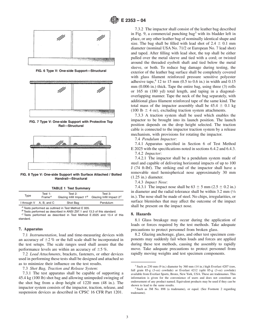 ASTM E2353-04 - Standard Test Methods for Performance of Glass in Permanent Glass Railing Systems, Guards, and Balustrades