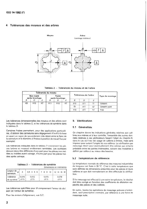 SIST ISO 14:2000 ISO 14:1982 - Cannelures cylindriques a flancs paralleles, a centrage intérieur -- Dimensions, tolérances et vérification - Page 4 preview