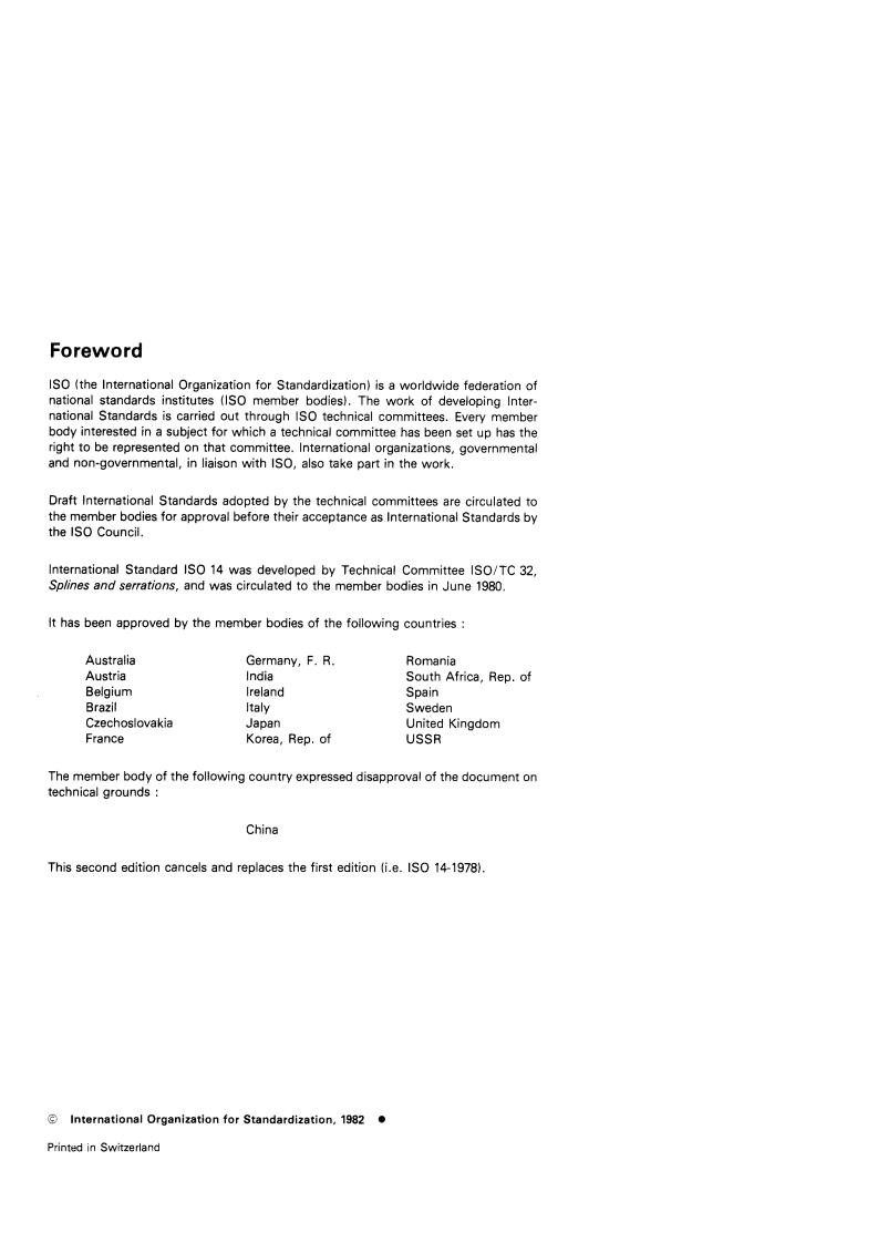 SIST ISO 14:2000 ISO 14:1982 - Straight-sided splines for cylindrical shafts with internal centering — Dimensions, tolerances and verification
Released:10/1/1982 - Page 2 preview