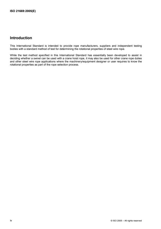 ISO 21669:2005 ISO 21669:2005 - Steel wire ropes -- Determination of rotational properties - Page 4 preview