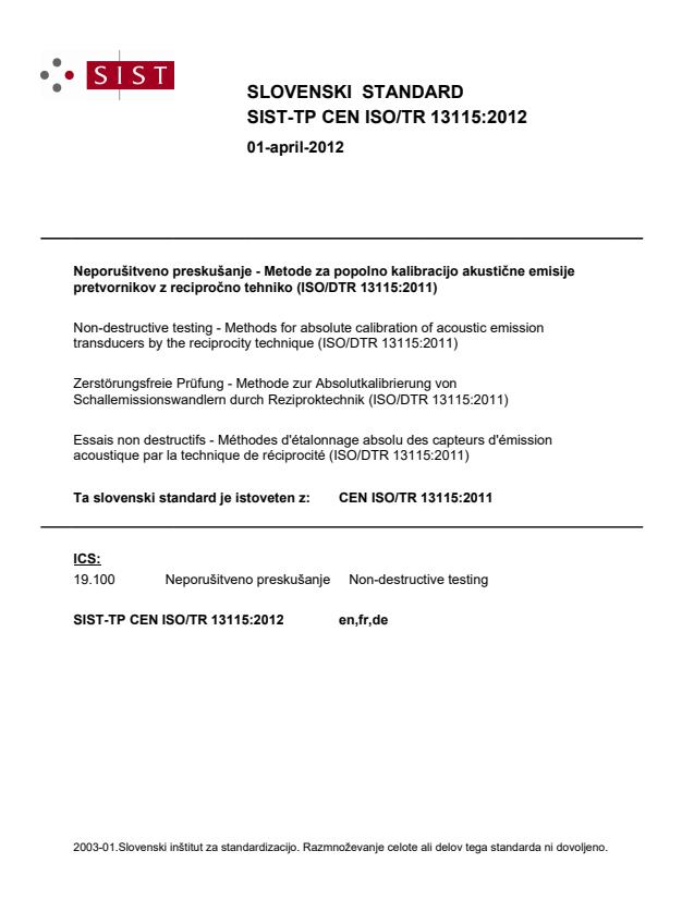 TP CEN ISO/TR 13115:2012