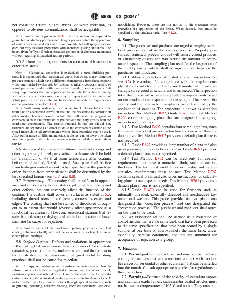 ASTM B635-00(2004)e1 - Standard Specification for Coatings of Cadmium-Tin Mechanically Deposited