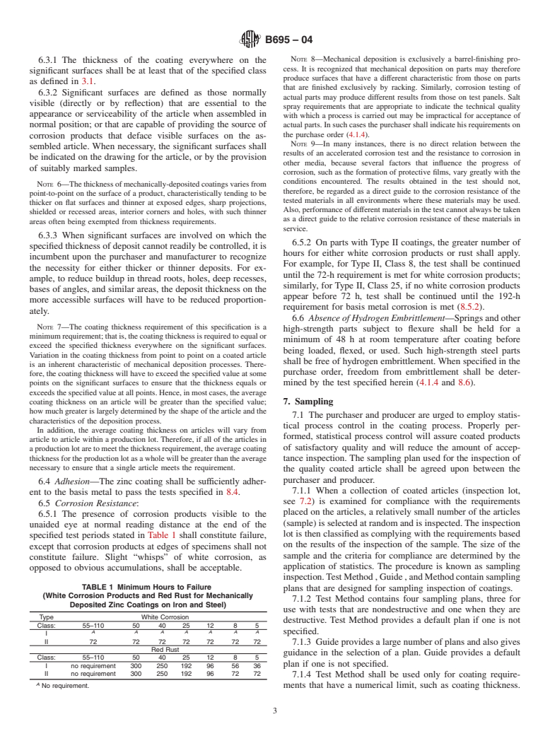 ASTM B695-04 - Standard Specification for Coatings of Zinc Mechanically Deposited on Iron and Steel