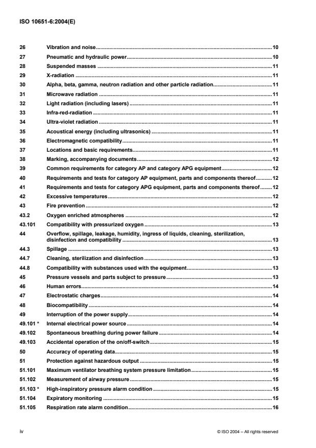 ISO 10651-6:2004 ISO 10651-6:2004 - Lung ventilators for medical use -- Particular requirements for basic safety and essential performance - Page 4 preview