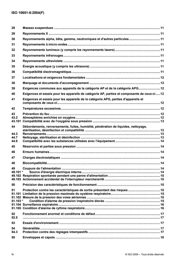 ISO 10651-6:2004 ISO 10651-6:2004 - Ventilateurs pulmonaires a usage médical -- Exigences particulieres pour la sécurité de base et les performances essentielles - Page 4 preview