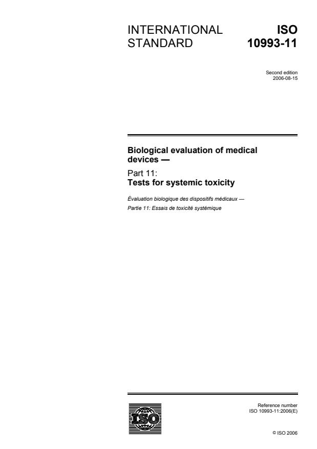 ISO 10993-11:2006 - Biological evaluation of medical devices