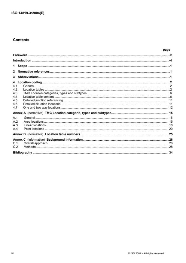 ISO 14819-3:2004 ISO 14819-3:2004 - Traffic and Travel Information (TTI) -- TTI messages via traffic message coding - Page 4 preview