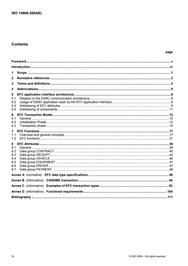 ISO 14906:2004 ISO 14906:2004 - Road transport and traffic telematics -- Electronic fee collection -- Application interface definition for dedicated short-range communication - Page 4 preview