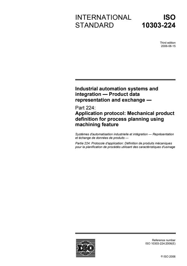 ISO 10303-224:2006 - Industrial automation systems and integration -- Product data representation and exchange