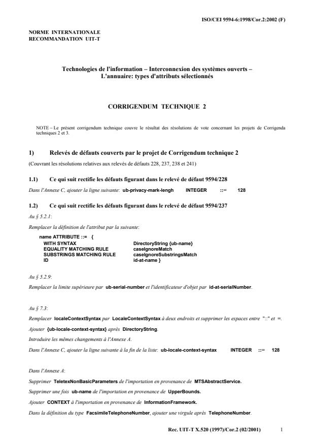 ISO/IEC 9594-6:1998/Cor 2:2002