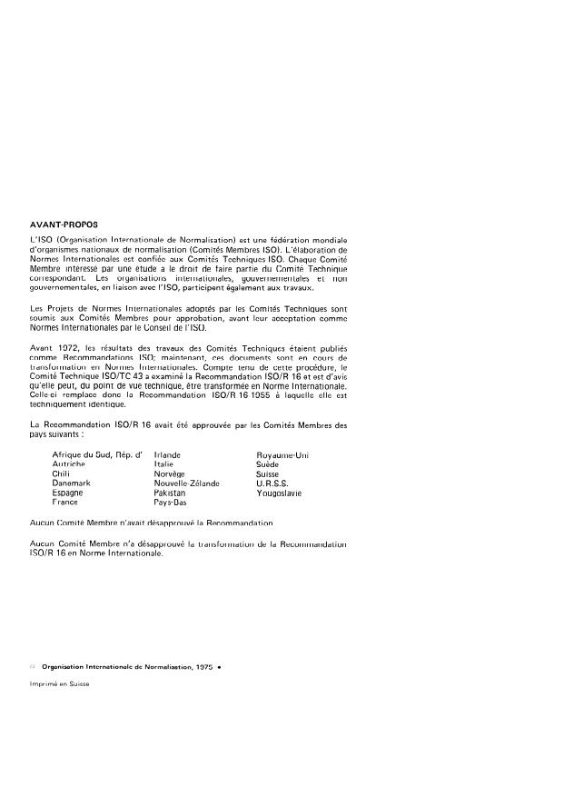 ISO 16:1975 ISO 16:1975 - Acoustique -- Fréquence d'accord normale (Fréquence musicale normale) - Page 2 preview