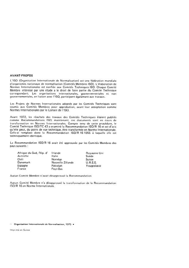 ISO 16:1975 ISO 16:1975 - Acoustique -- Fréquence d'accord normale (Fréquence musicale normale) - Page 2 preview