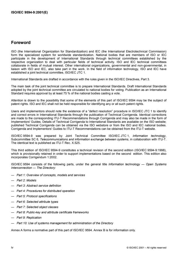 ISO/IEC 9594-9:2001 ISO/IEC 9594-9:2001 - Information technology -- Open Systems Interconnection -- The Directory: Replication - Page 4 preview