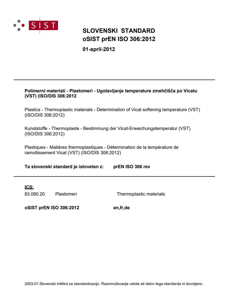 prEN ISO 306:2012