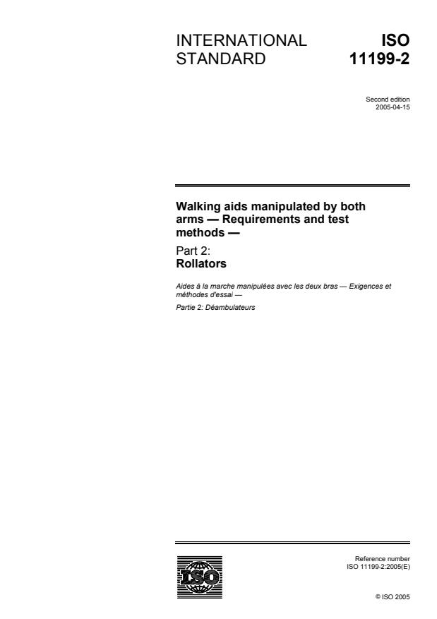 ISO 11199-2:2005 - Walking aids manipulated by both arms -- Requirements and test methods