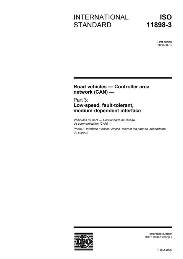 ISO 11898-3:2006 - Road vehicles -- Controller area network (CAN)