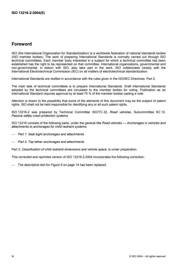 ISO 13216-2:2004 ISO 13216-2:2004 - Road vehicles -- Anchorages in vehicles and attachments to anchorages for child restraint systems - Page 4 preview