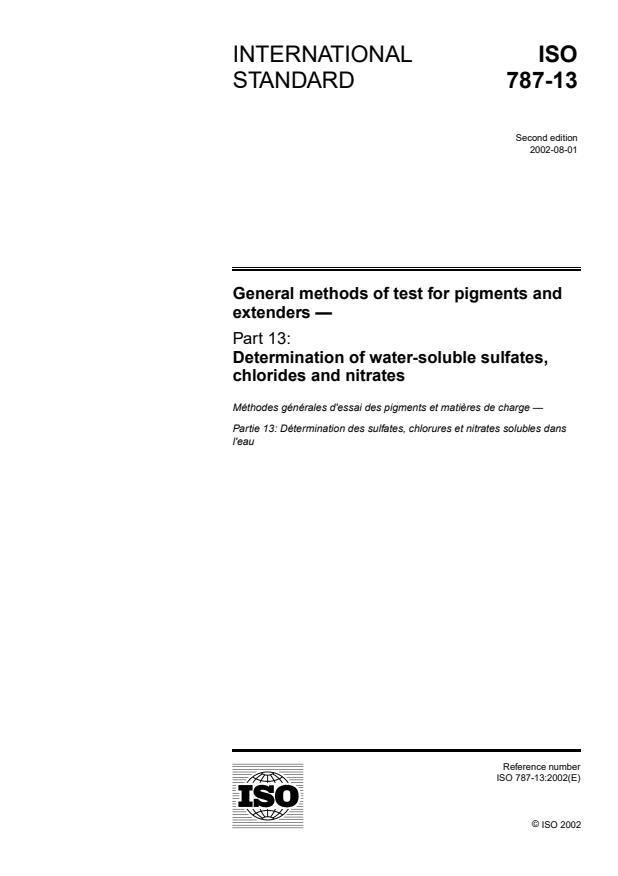 ISO 787-13:2002 - General methods of test for pigments and extenders