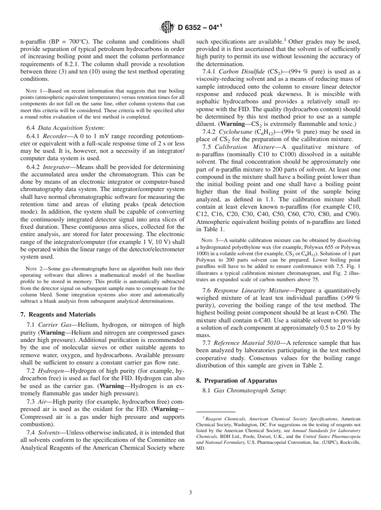 ASTM D6352-04e1 - Standard Test Method for Boiling Range Distribution of Petroleum Distillates in Boiling Range from 174 to 700&#176;C by Gas Chromatography