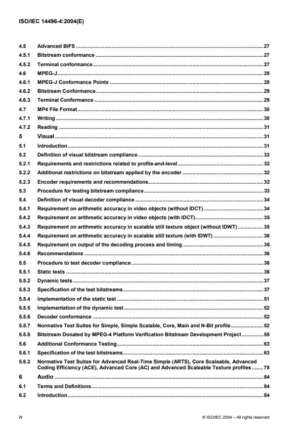 ISO/IEC 14496-4:2004 ISO/IEC 14496-4:2004 - Information technology -- Coding of audio-visual objects - Page 4 preview