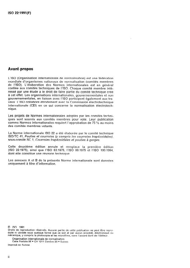 SIST ISO 22:1997 ISO 22:1991 - Transmissions par courroies -- Courroies plates de transmission et poulies correspondantes -- Dimensions et tolérances - Page 2 preview