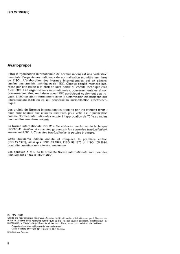 SIST ISO 22:1997 ISO 22:1991 - Transmissions par courroies -- Courroies plates de transmission et poulies correspondantes -- Dimensions et tolérances - Page 2 preview