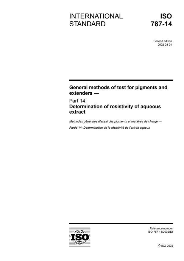 ISO 787-14:2002 - General methods of test for pigments and extenders