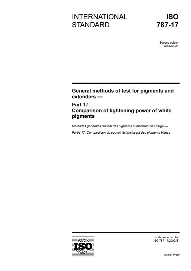 ISO 787-17:2002 - General methods of test for pigments and extenders