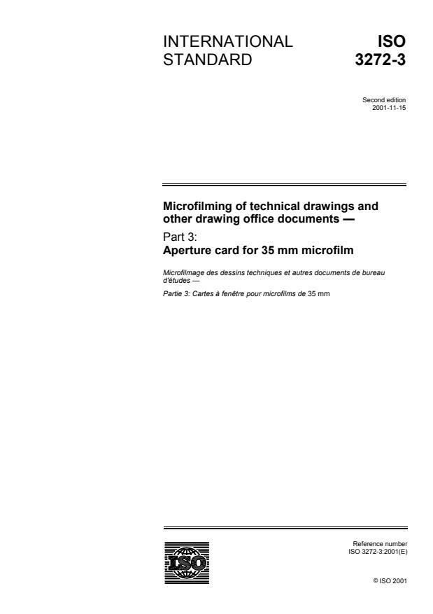 ISO 3272-3:2001 - Microfilming of technical drawings and other drawing office documents