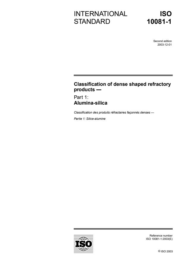 ISO 10081-1:2003 - Classification of dense shaped refractory products