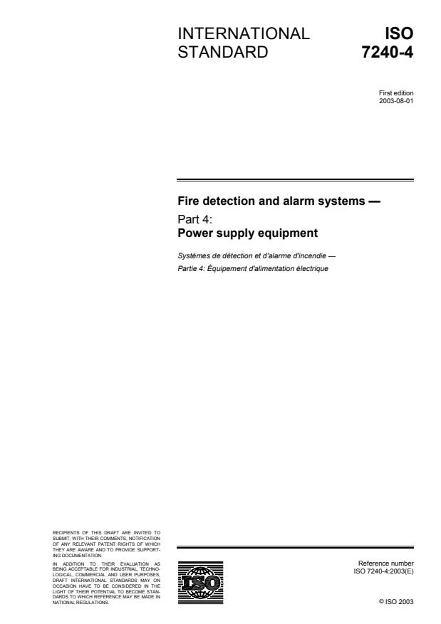 ISO 7240-4:2003 - Fire detection and alarm systems