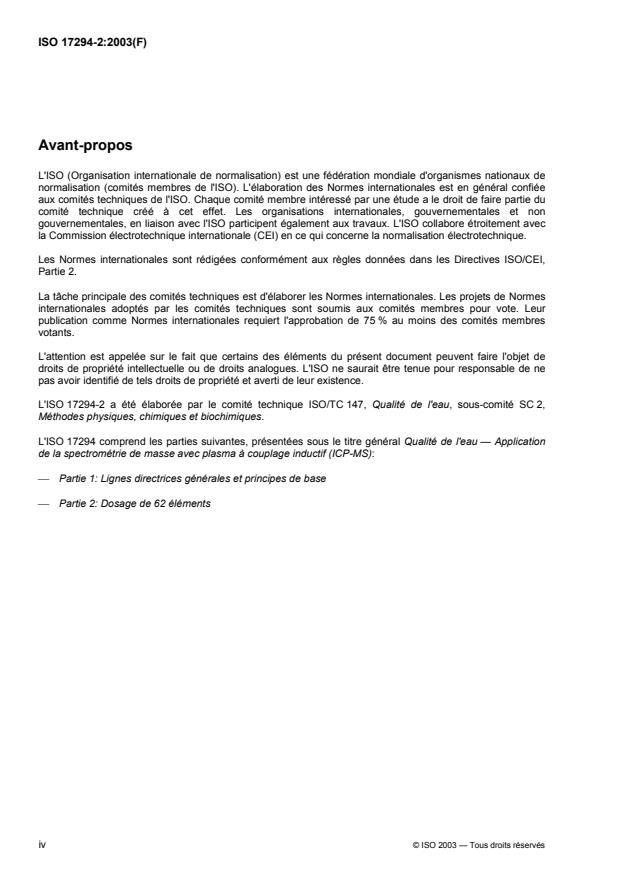 ISO 17294-2:2003 ISO 17294-2:2003 - Qualité de l'eau -- Application de la spectrométrie de masse avec plasma a couplage inductif (ICP-MS) - Page 4 preview