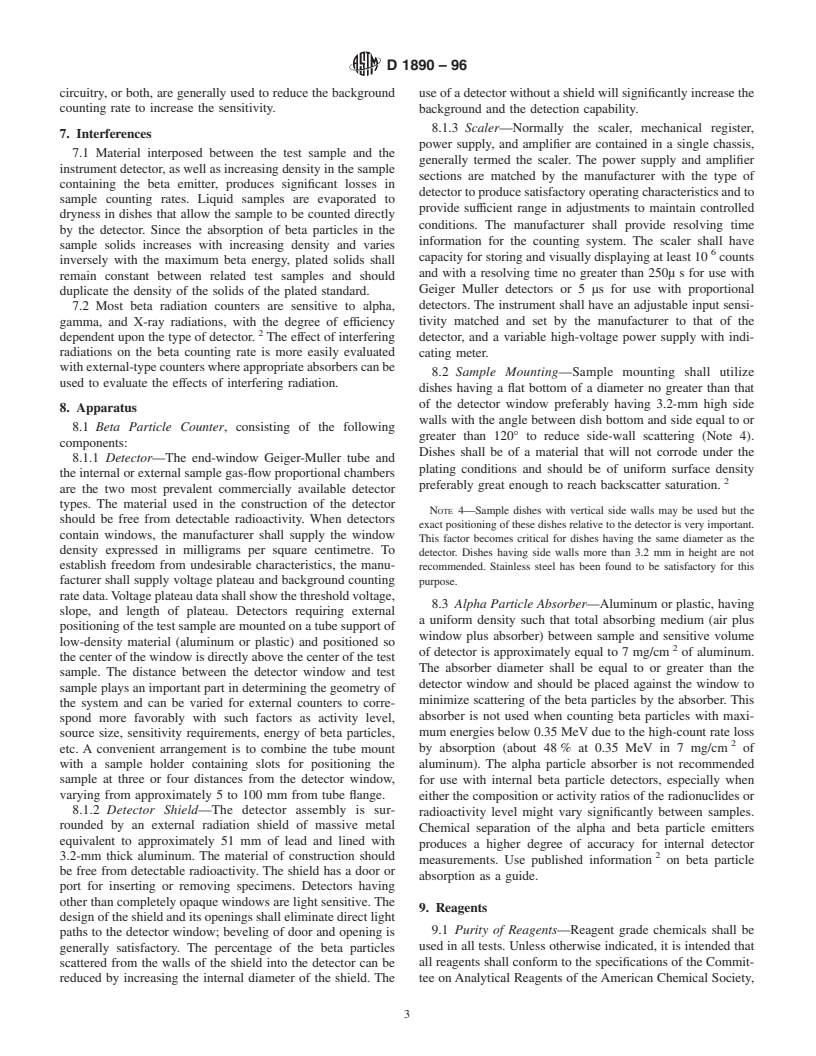 ASTM D1890-96 - Standard Test Method for Beta Particle Radioactivity of Water