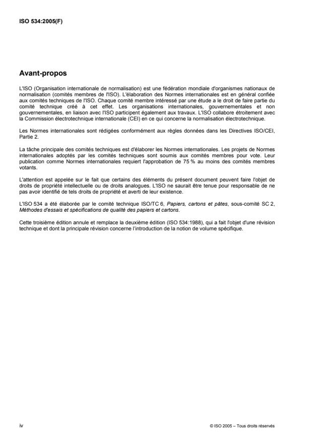 ISO 534:2005 ISO 534:2005 - Papier et carton -- Détermination de l'épaisseur, de la masse volumique et du volume spécifique - Page 4 preview