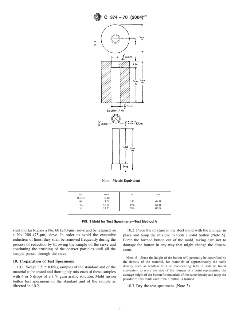 ASTM C374-70(2004)e1 - Standard Test Methods for Fusion Flow of Porcelain Enamel Frits (Flow-Button Methods)